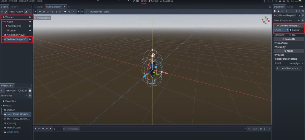 Editing character scene example