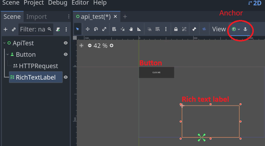 Example of completed Godot Controler scene in Godot game engine