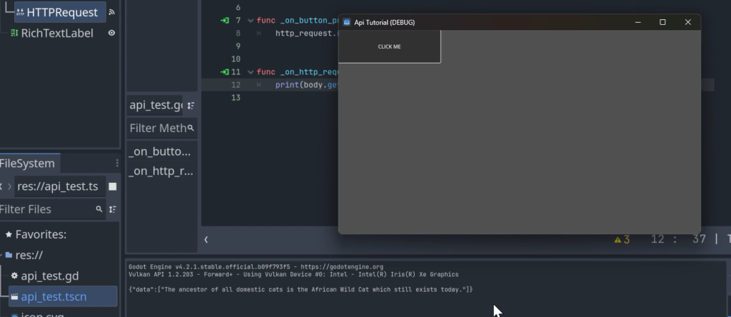 Example of using an API in Godot 4